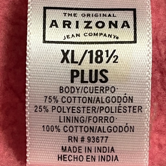 Arizona Full Front Zip Hoodie, Bubblegum Pink | XL/18 1/2 Plus - Picture 16 of 17